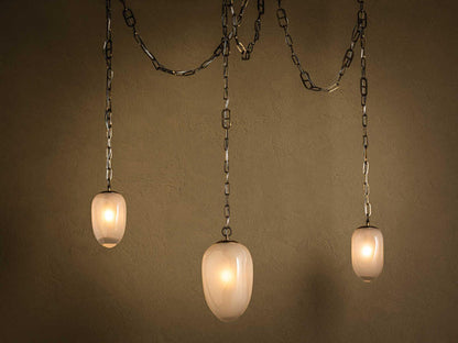 Corbett Lighting Daith 3-Light Chandelier in Vintage Brass with Etched Glass Shades