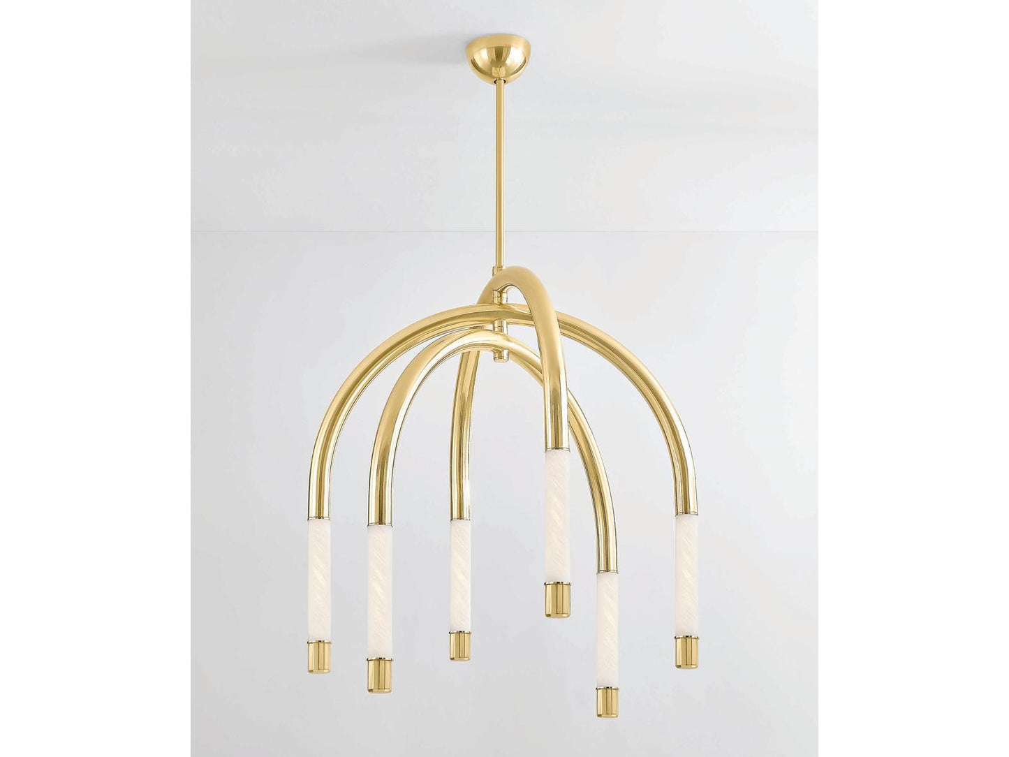 Corbett Lighting Zeme 6-Light Chandelier in Vintage Polished Brass with Etched Cloud Glass