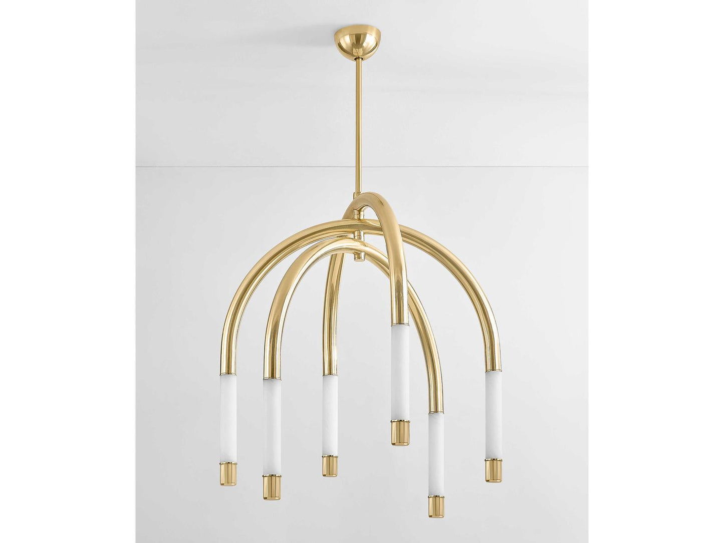 Corbett Lighting Zeme 6-Light Chandelier in Vintage Polished Brass with Etched Cloud Glass
