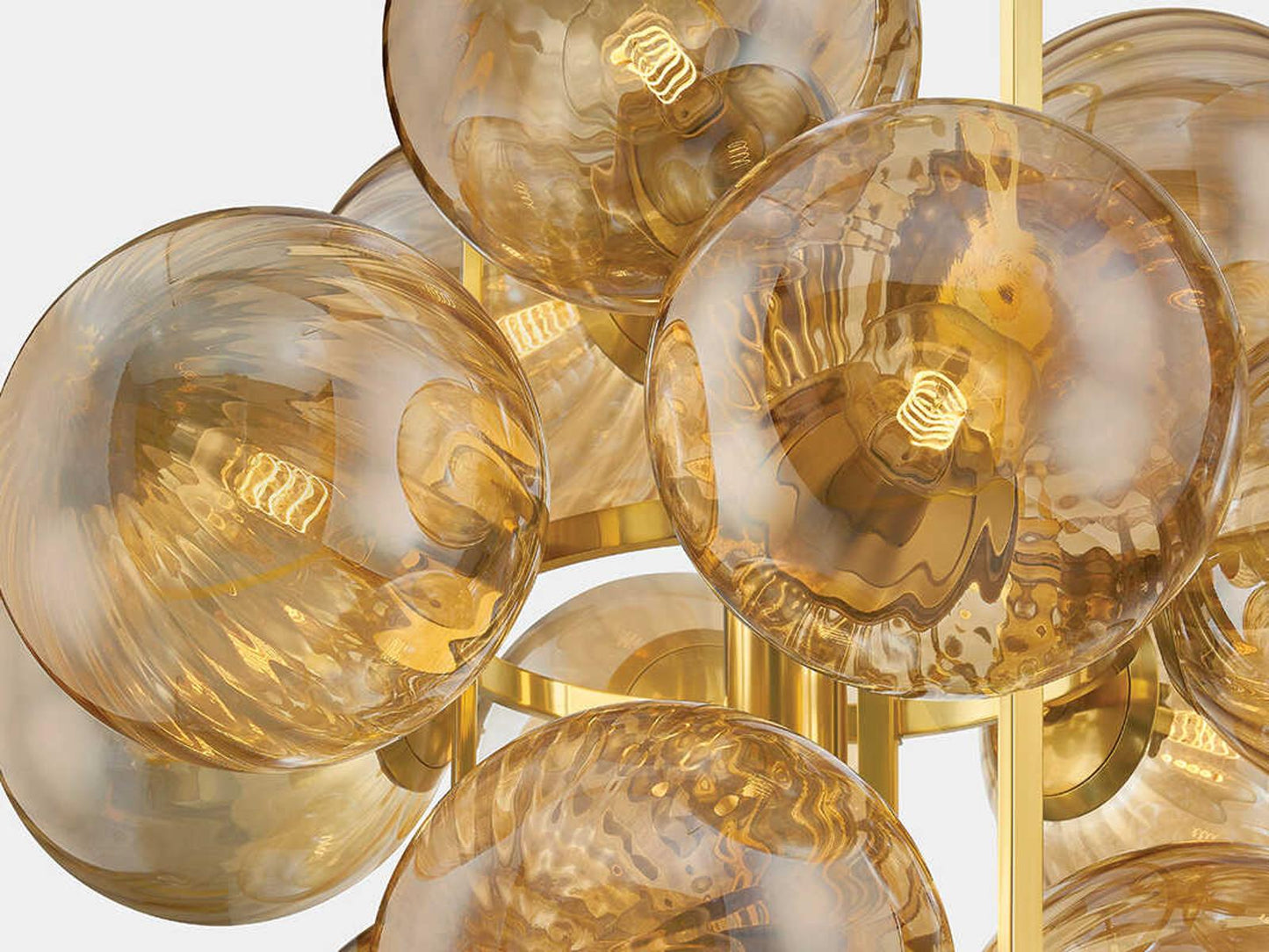 Corbett Lighting Cronus 12-Light Chandelier in Vintage Polished Brass with Light Bronze Glass
