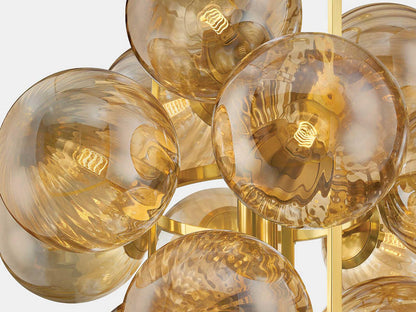 Corbett Lighting Cronus 12-Light Chandelier in Vintage Polished Brass with Light Bronze Glass
