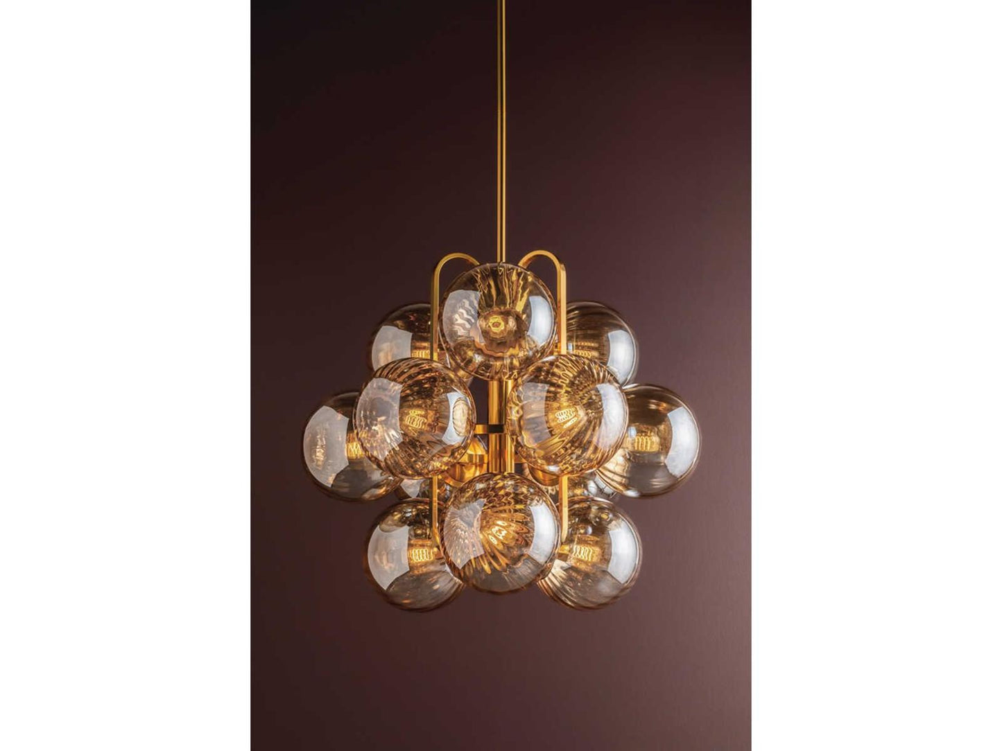 Corbett Lighting Cronus 12-Light Chandelier in Vintage Polished Brass with Light Bronze Glass