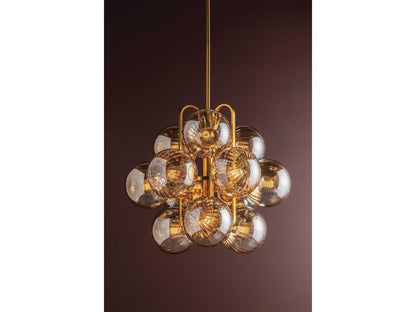 Corbett Lighting Cronus 12-Light Chandelier in Vintage Polished Brass with Light Bronze Glass