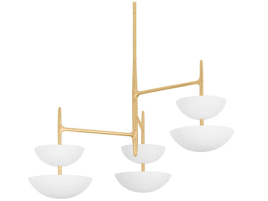 Corbett Lighting 6-Light Evander Chandelier in Vintage Gold Leaf and Gesso White