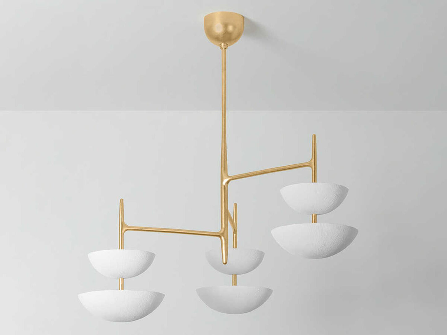 Corbett Lighting 6-Light Evander Chandelier in Vintage Gold Leaf and Gesso White