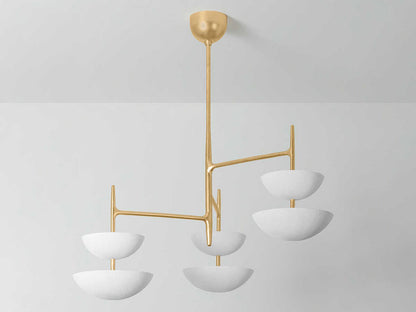 Corbett Lighting 6-Light Evander Chandelier in Vintage Gold Leaf and Gesso White