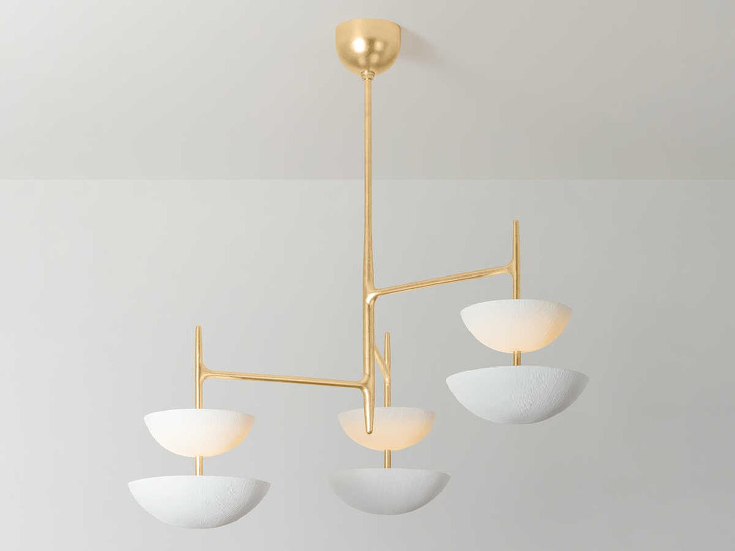 Corbett Lighting 6-Light Evander Chandelier in Vintage Gold Leaf and Gesso White
