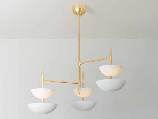 Corbett Lighting 6-Light Evander Chandelier in Vintage Gold Leaf and Gesso White