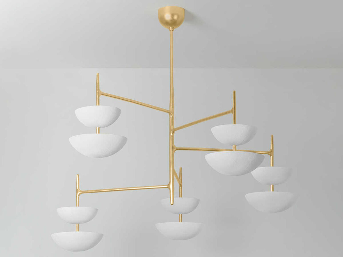 Corbett Lighting Evander 10-Light Integrated LED Chandelier in Vintage Gold Leaf and Gesso White