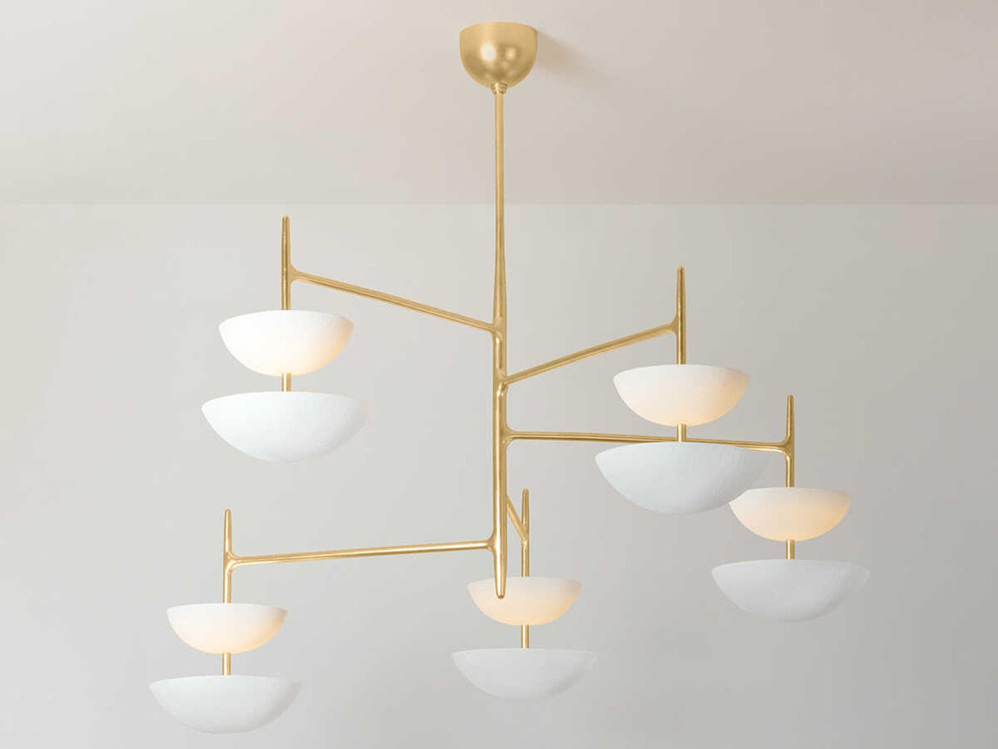 Corbett Lighting Evander 10-Light Integrated LED Chandelier in Vintage Gold Leaf and Gesso White