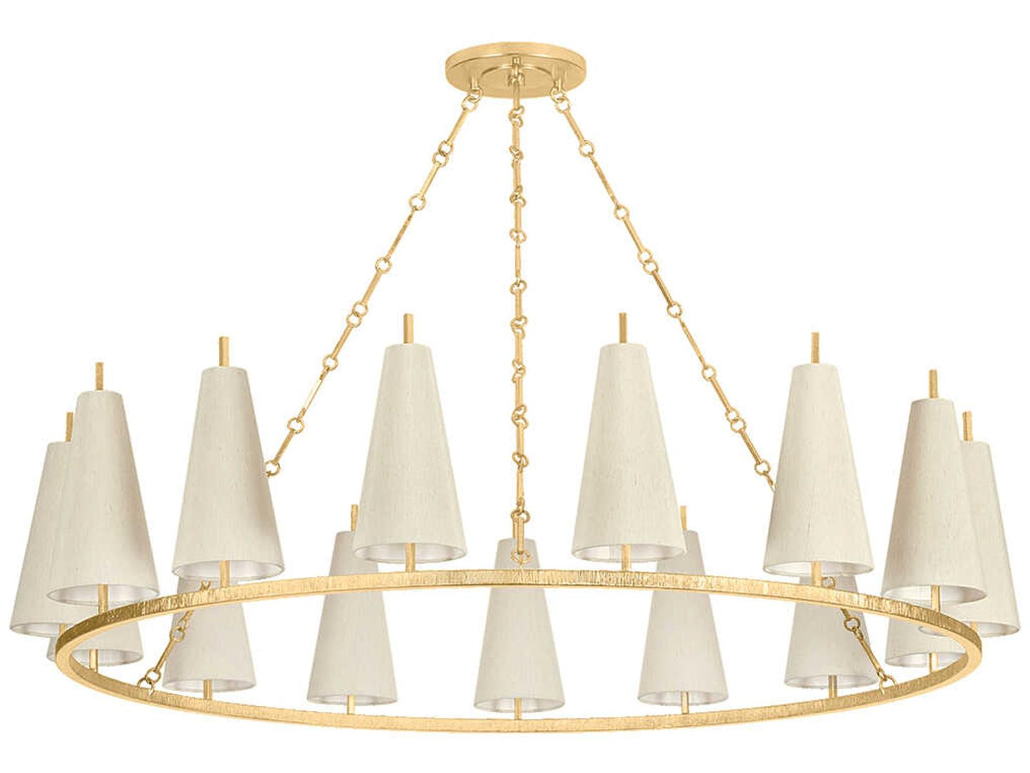 Corbett Lighting 15-Light Tirana Chandelier in Vintage Gold Leaf with Silk Shades