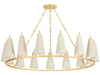 Corbett Lighting 15-Light Tirana Chandelier in Vintage Gold Leaf with Silk Shades