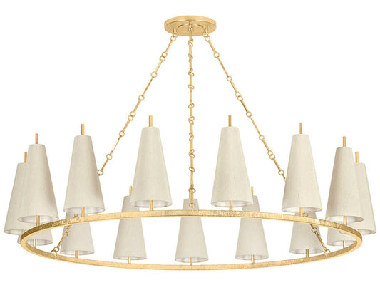Corbett Lighting 15-Light Tirana Chandelier in Vintage Gold Leaf with Silk Shades
