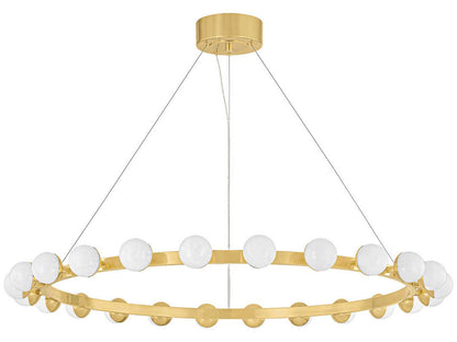 Corbett Lighting Linus 24-Light LED Chandelier in Vintage Brass with Cloud Glass