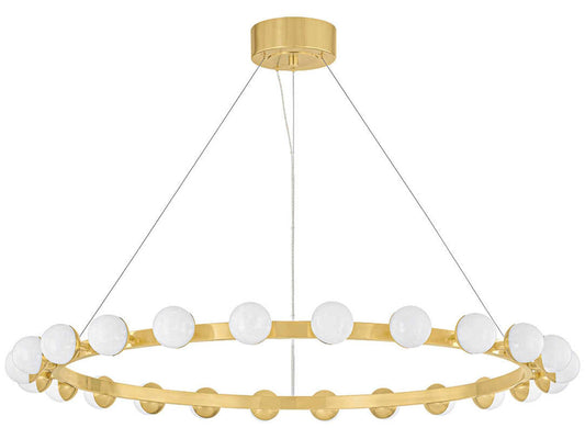 Corbett Lighting Linus 24-Light LED Chandelier in Vintage Brass with Cloud Glass