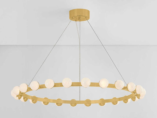 Corbett Lighting Linus 24-Light LED Chandelier in Vintage Brass with Cloud Glass