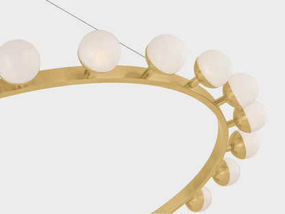 Corbett Lighting Linus 24-Light LED Chandelier in Vintage Brass with Cloud Glass