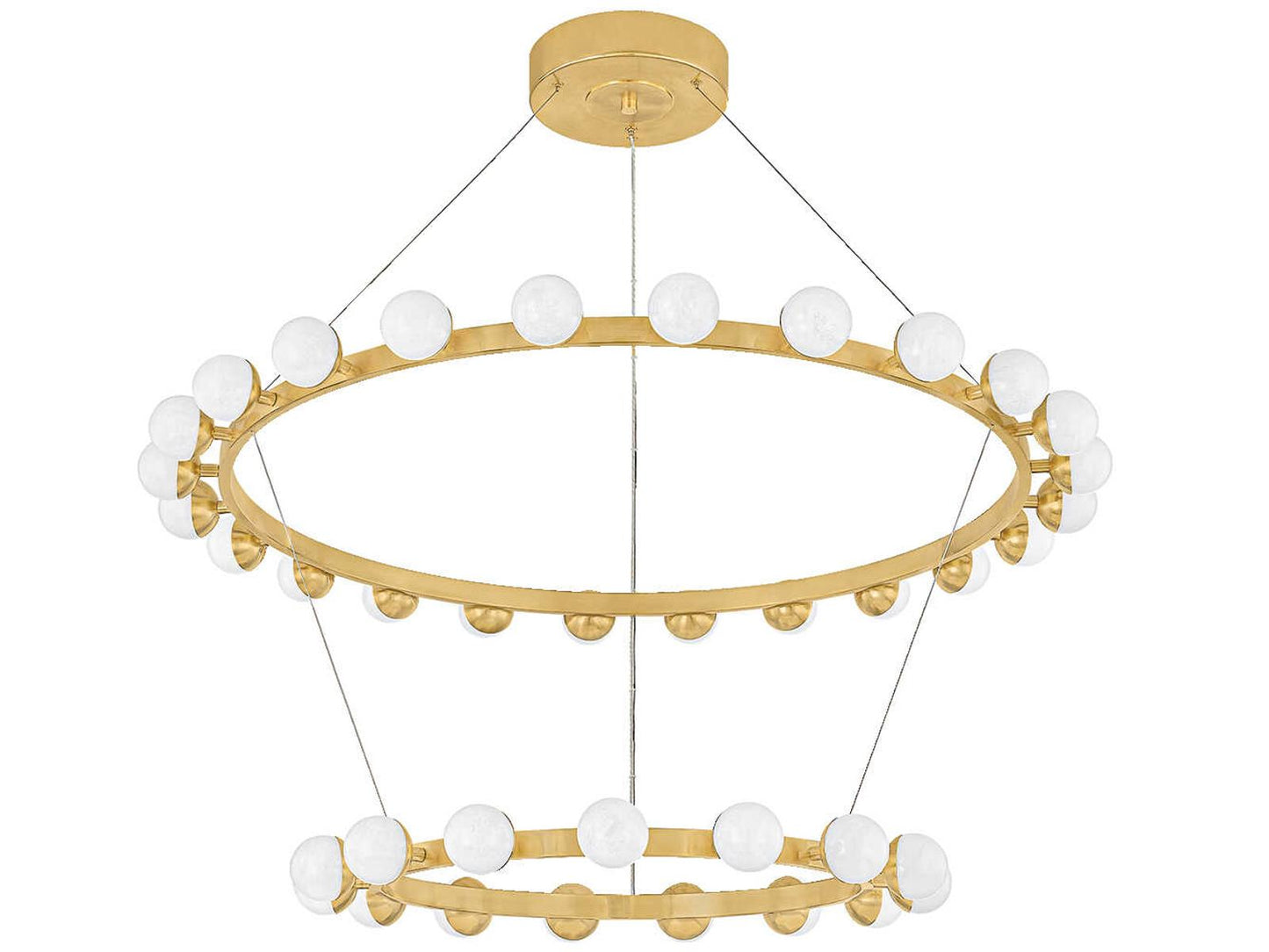 Corbett Lighting Linus 39-Light LED Chandelier in Vintage Brass with White Luna Glass