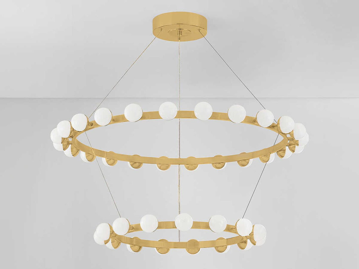 Corbett Lighting Linus 39-Light LED Chandelier in Vintage Brass with White Luna Glass