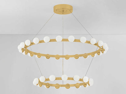 Corbett Lighting Linus 39-Light LED Chandelier in Vintage Brass with White Luna Glass