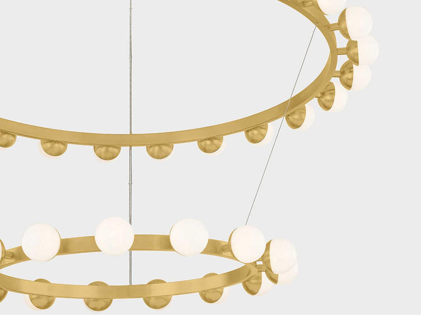 Corbett Lighting Linus 39-Light LED Chandelier in Vintage Brass with White Luna Glass