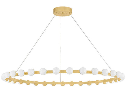 Corbett Lighting Linus 61-Inch LED Chandelier in Vintage Brass with Cloud Glass