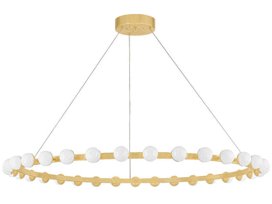 Corbett Lighting Linus 61-inch LED Chandelier in Vintage Brass with Cloud Glass - Dazzlingmen