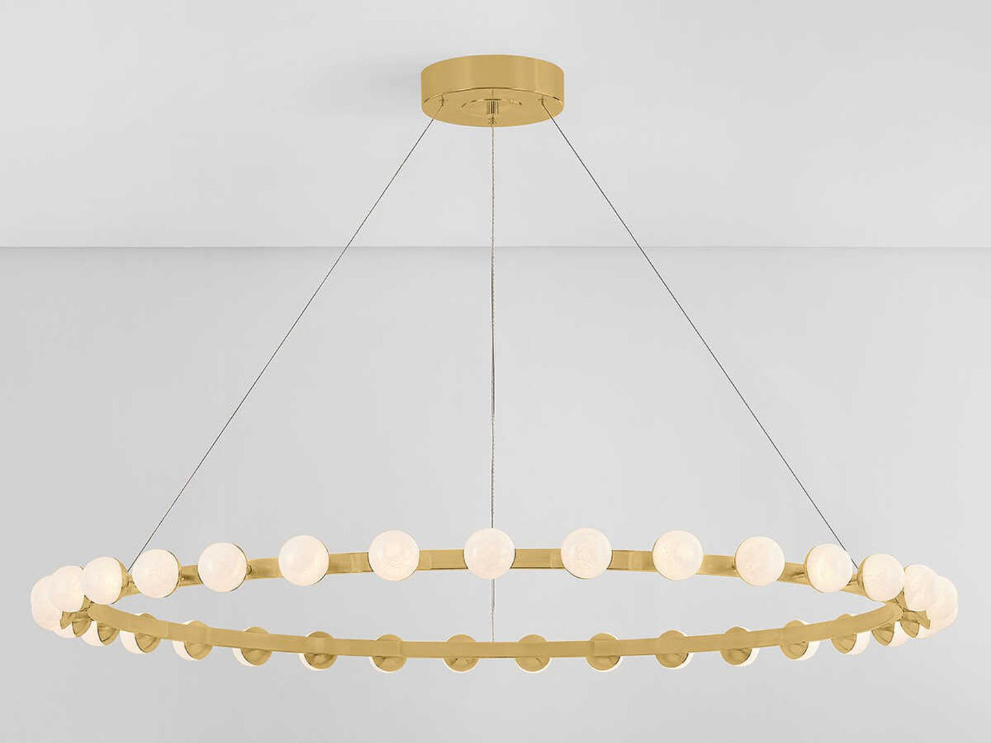 Corbett Lighting Linus 61-Inch LED Chandelier in Vintage Brass with Cloud Glass