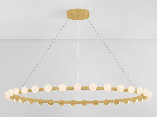 Corbett Lighting Linus 61-inch LED Chandelier in Vintage Brass with Cloud Glass