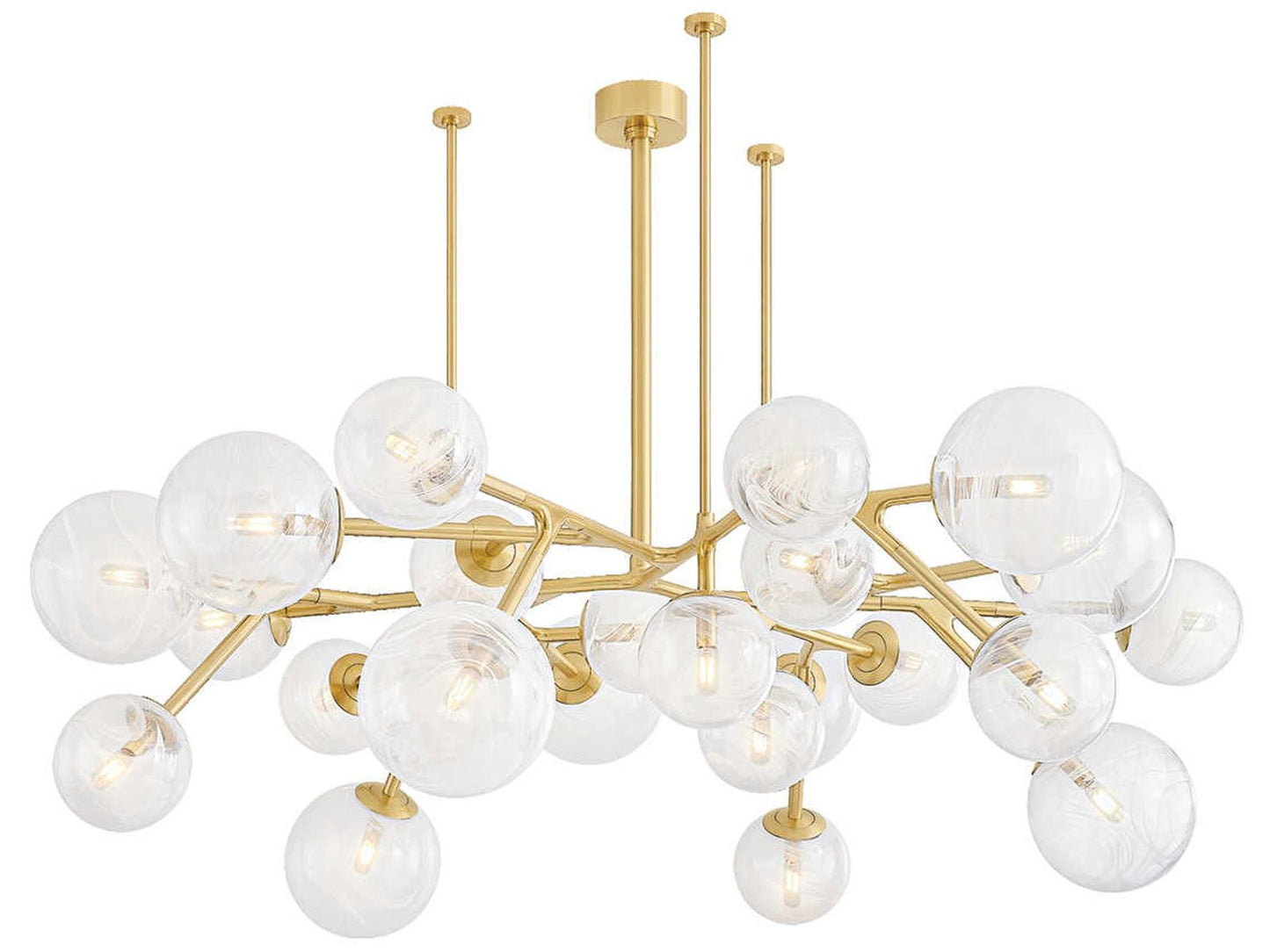 Corbett Lighting 24-Light Glasgow Chandelier in Vintage Polished Brass with Glass Globes