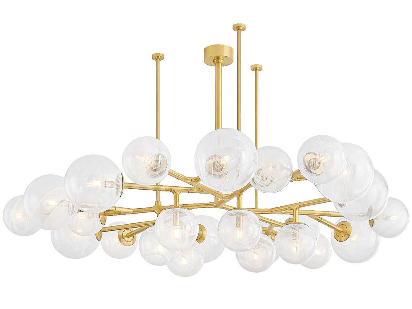 Corbett Lighting 24-Light Glasgow Chandelier in Vintage Polished Brass with Glass Globes