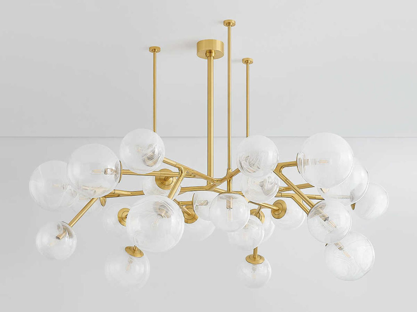 Corbett Lighting 24-Light Glasgow Chandelier in Vintage Polished Brass with Glass Globes