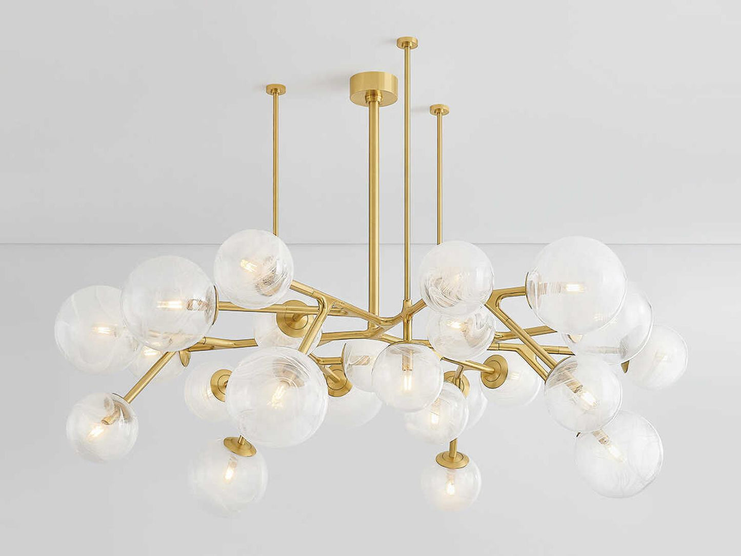 Corbett Lighting 24-Light Glasgow Chandelier in Vintage Polished Brass with Glass Globes