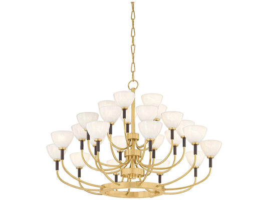 Corbett Lighting 25-Light Brahma Chandelier in Vintage Polished Brass and Bronze