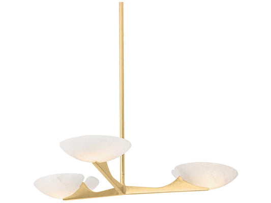 Corbett Lighting Malachite 3-Light Chandelier in Vintage Gold Leaf