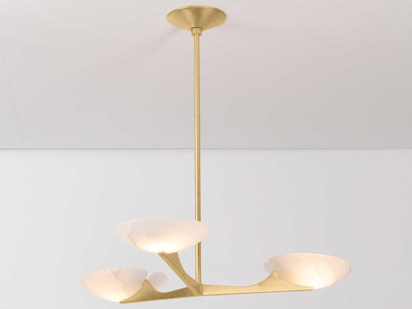 Corbett Lighting Malachite 3-Light Chandelier in Vintage Gold Leaf