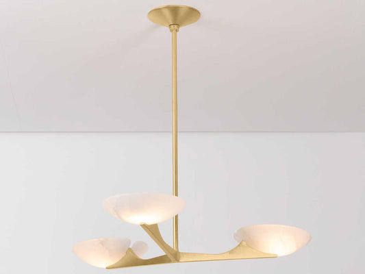 Corbett Lighting Malachite 3-Light Chandelier in Vintage Gold Leaf