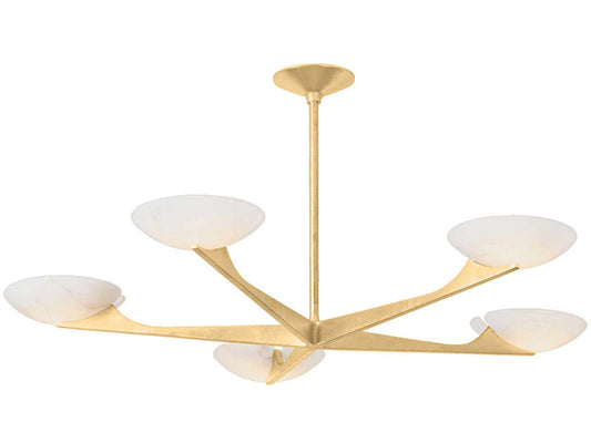 Corbett Lighting Malachite 5-Light Chandelier in Vintage Gold Leaf