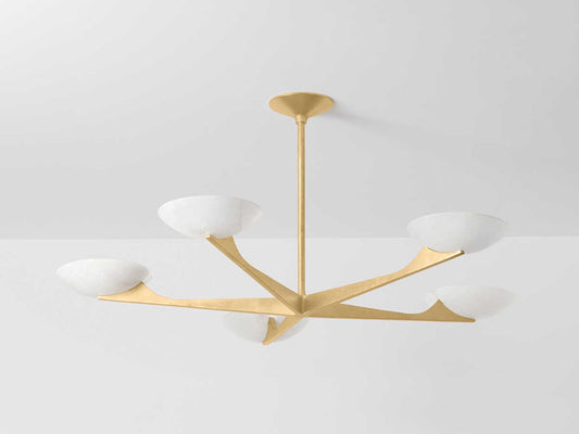 Corbett Lighting Malachite 5-Light Chandelier in Vintage Gold Leaf