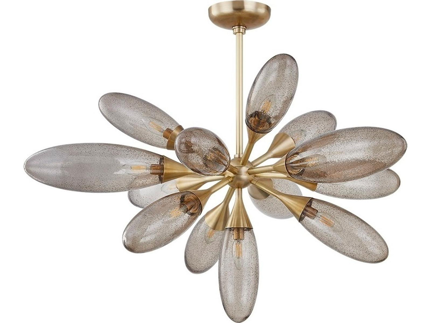 Corbett Lighting 13-Light Cordoba Chandelier in Vintage Brass with Light Bronze Glass