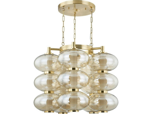 Corbett Lighting Toulouse 5-Light LED Chandelier in Vintage Brass with Light Bronze Glass