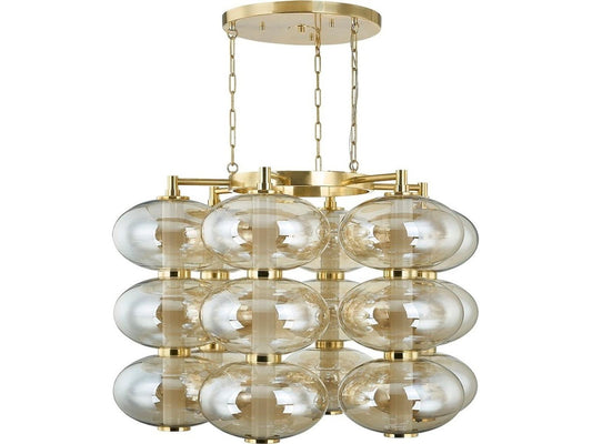 Corbett Lighting 6-Light Toulouse LED Chandelier in Vintage Brass with Bronze Glass