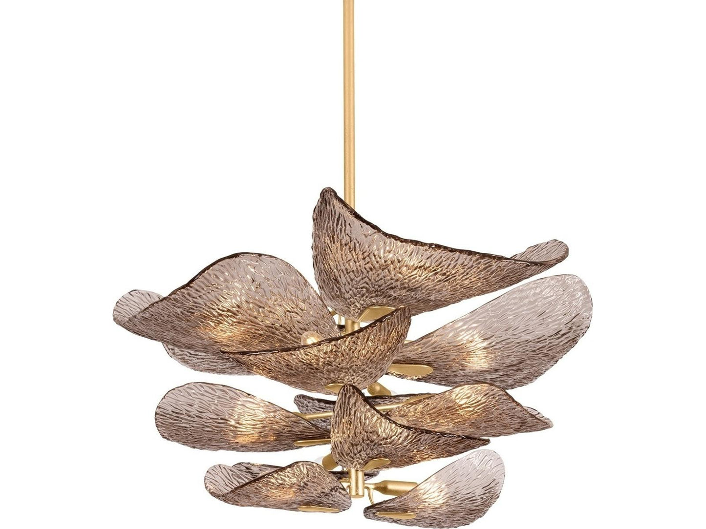 Corbett Lighting Cardiff 12-Light Chandelier in Vintage Gold Leaf with Dark Bronze Glass
