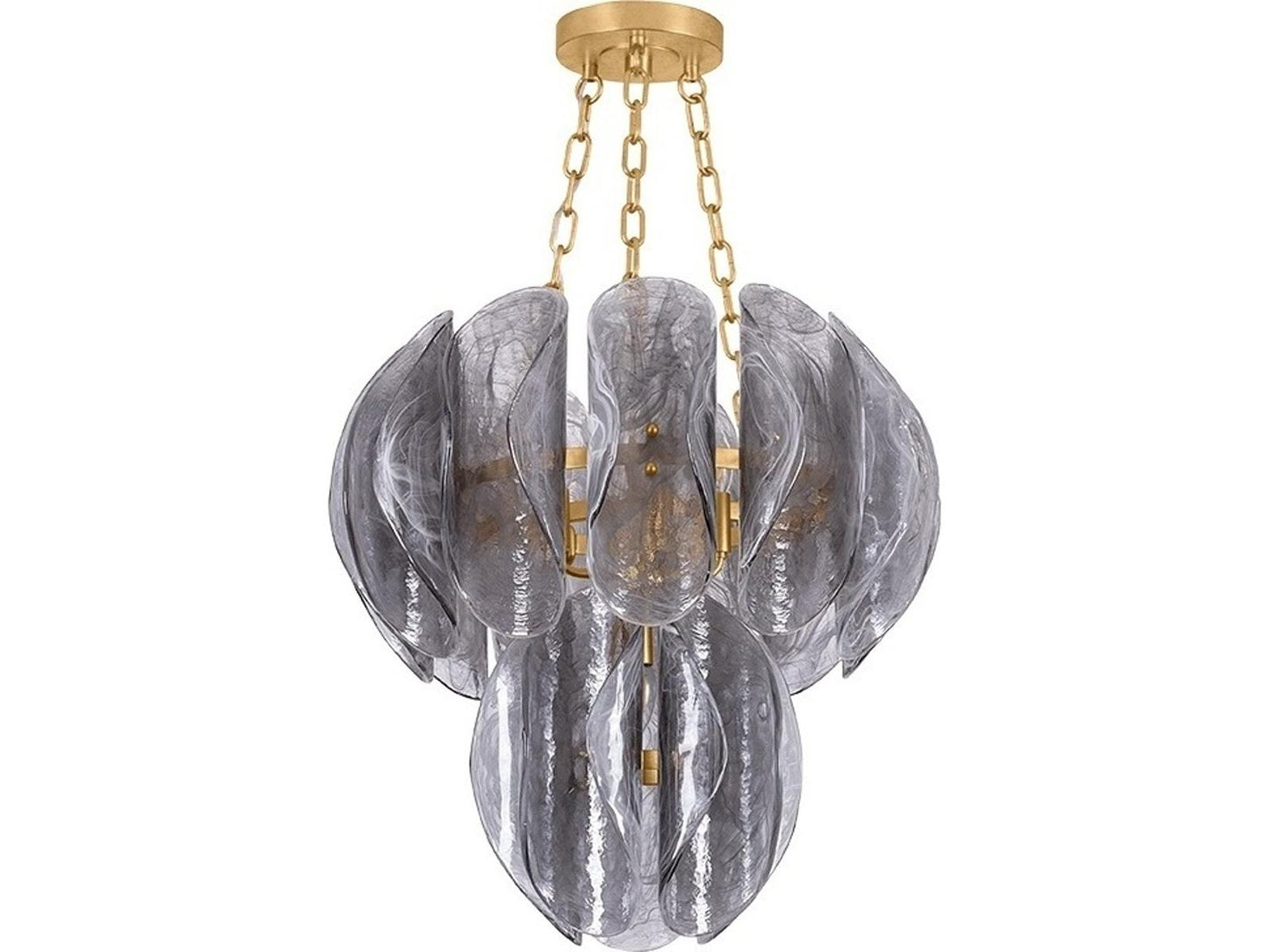 Corbett Lighting Anatase 5-Light Chandelier in Vintage Gold Leaf with Remolino Blanco Glass