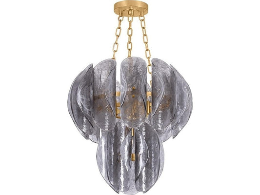 Corbett Lighting Anatase 5-Light Chandelier in Vintage Gold Leaf with Remolino Blanco Glass
