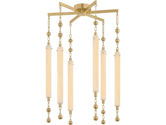 Corbett Lighting Parigi 6-Light Vintage Brass Gold Linear Chandelier