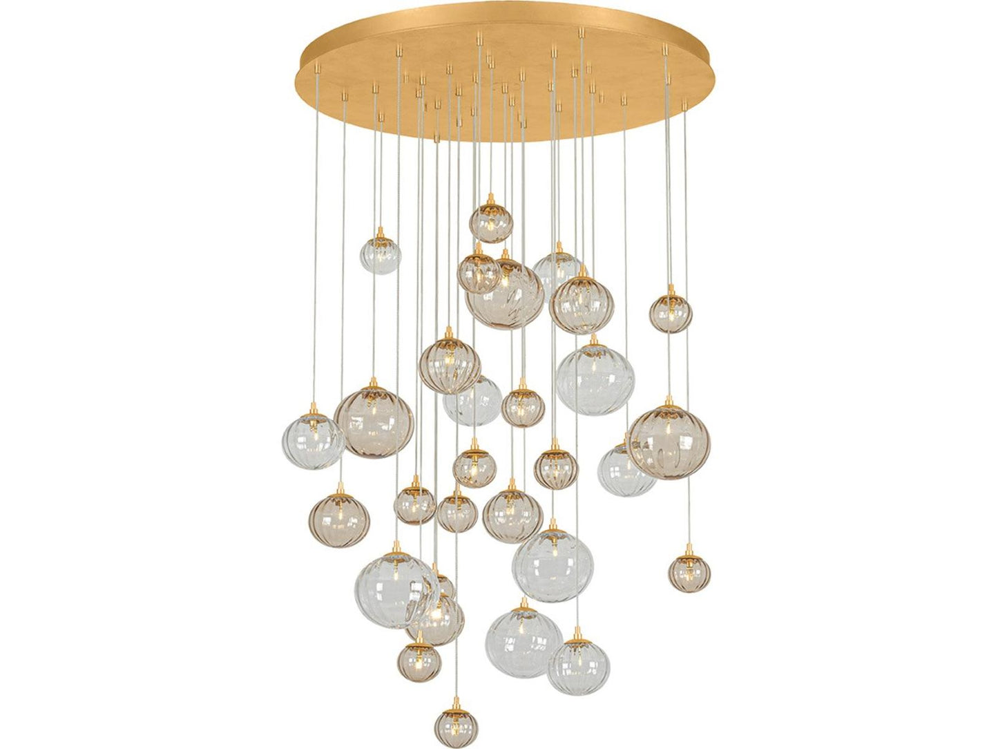 Corbett Lighting Istanbul 30-Light Vintage Gold Leaf Clear Glass Globe Chandelier