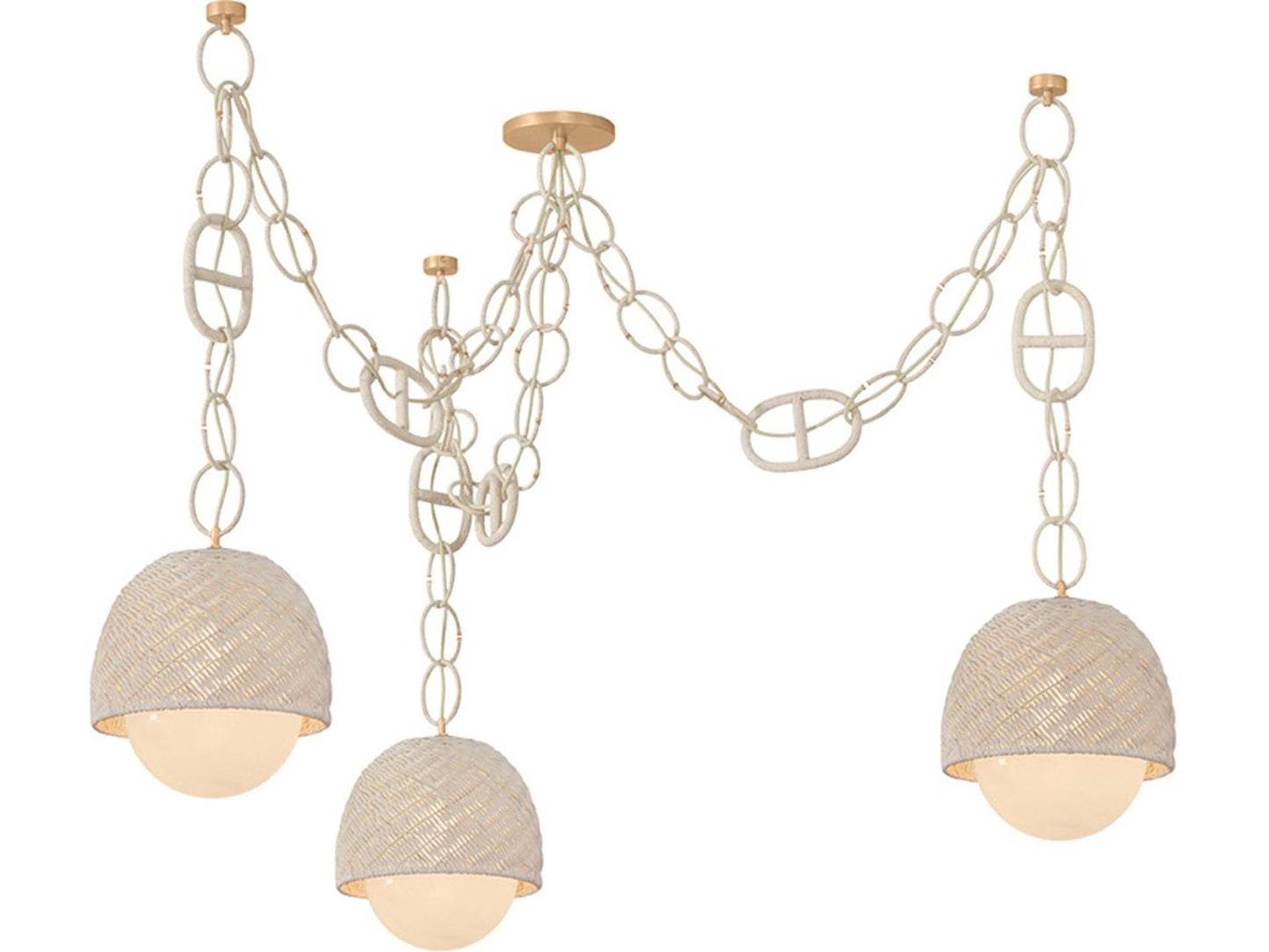 Corbett Lighting Piasu 3-Light Champagne Leaf Gold Globe Chandelier
