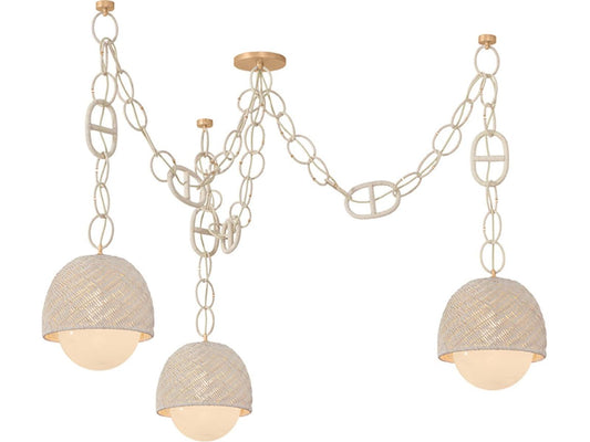 Corbett Lighting Piasu 3-Light Champagne Leaf Gold Globe Chandelier