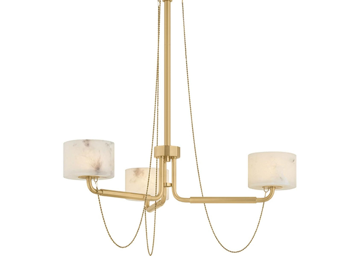 Corbett Lighting Bunda 3-Light Vintage Brass White Drum Chandelier